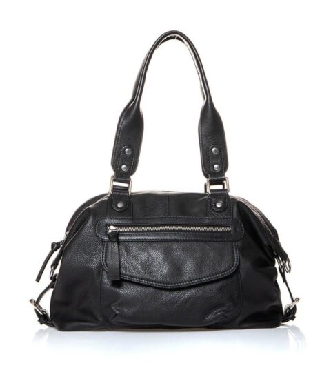 Elora Sac Bowling En Cuir Graine Souple Noir Sacs A Main